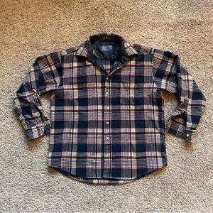 Vintage Pendleton Women's Wool Red Blue Plaid Button Up 1 Pocket Size Large